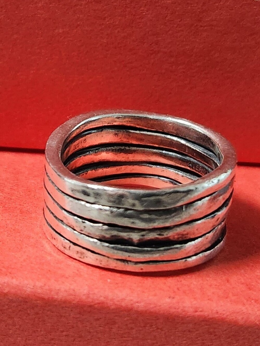 James Avery Stacked Hammered Ring Size 8.25 - Picture 2 of 4